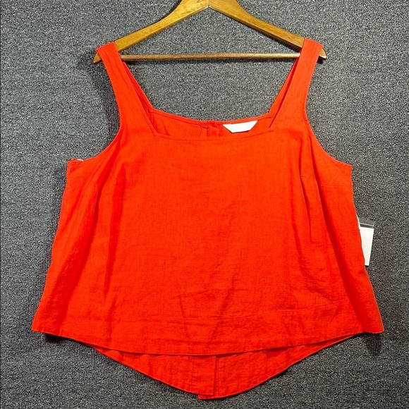LC Lauren Orange Red High Low Hem Square Neck Tank Top, Plus 0X - Picture 1 of 7